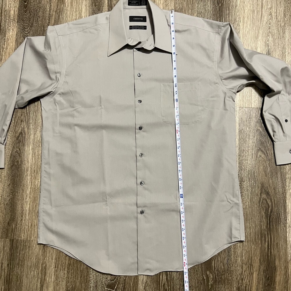 Set of 2 Claiborne Mens button down L/S shirt‎ sz: 16.5; 32/33; Large - Picture 3 of 11